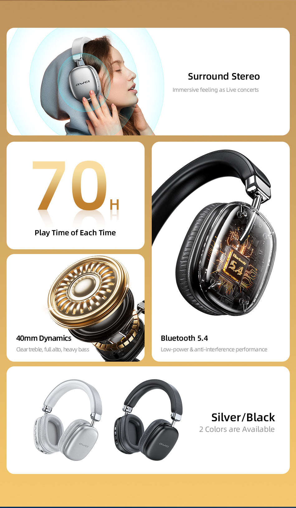 AWEI AT7 Bluetooth Headset