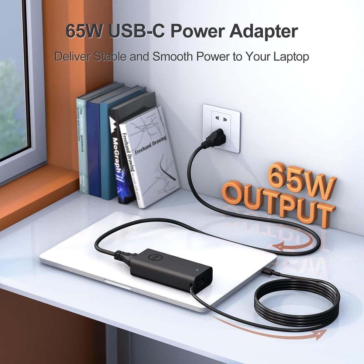 Dell Type C Laptop Charger with Adapter (blue tip)