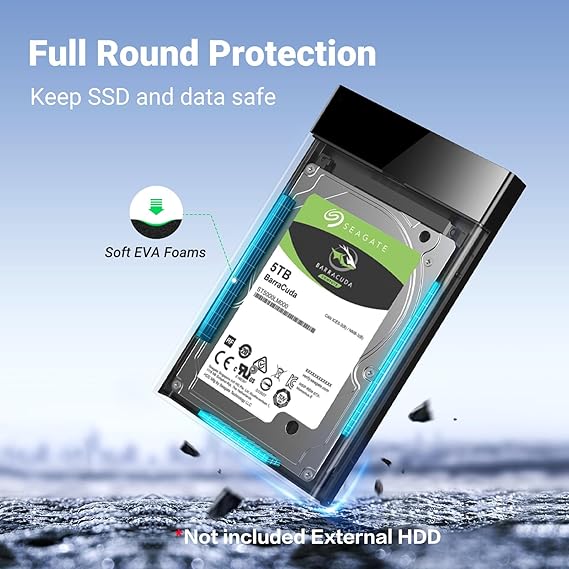 UGREEN 2.5" Hard Drive Enclosure USB 3.0 to SATA III Adapter Supports 2.5 Inch SSD & HDD