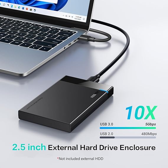 UGREEN 2.5" Hard Drive Enclosure USB 3.0 to SATA III Adapter Supports 2.5 Inch SSD & HDD