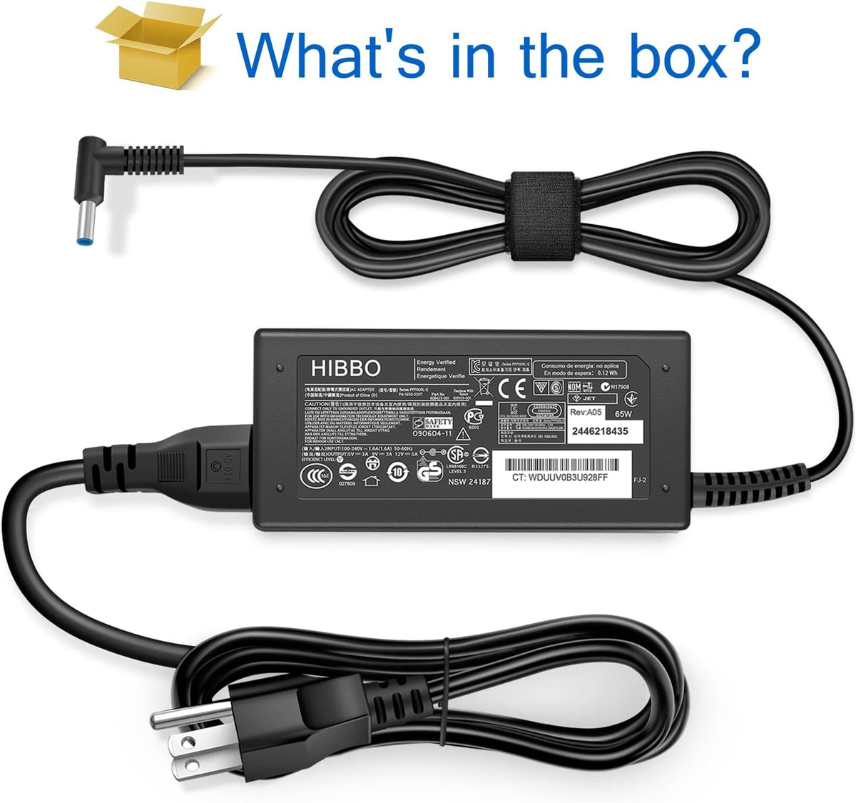 HP Laptop Computer 65W 45W Smart Blue Tip Power Adapter
