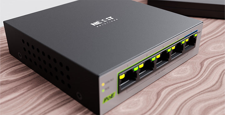 Vertex501 Nexxt Professional 5-port PoE+ Gigabit desktop switch, 10/100/1000 65W Max